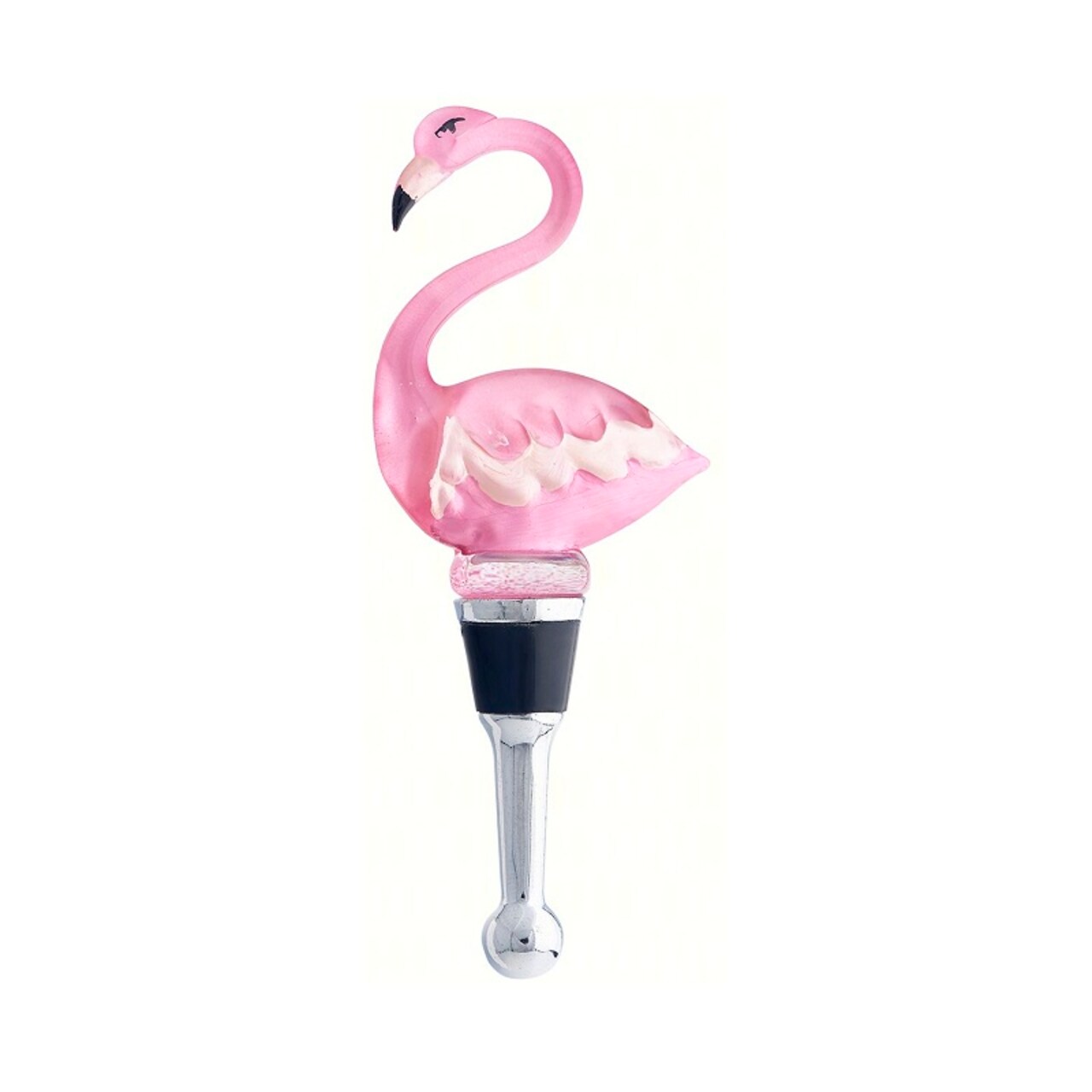 GC Home & Garden 6" Pink and Beige Flamingo Resin and Glass Bottle Stopper